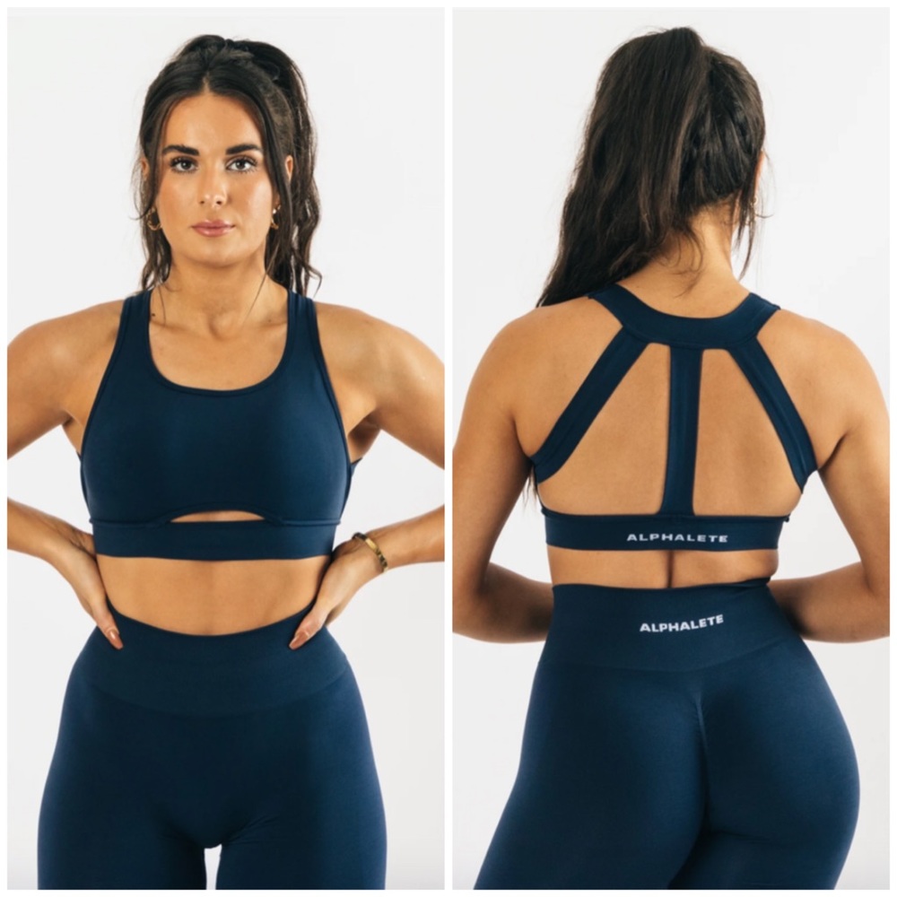 Alphalete Tuxedo Blue High Impact Seamless Trinity Sports Bra